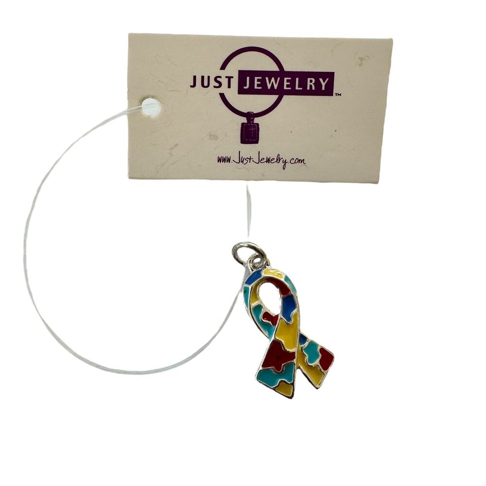 Just Jewelry Autism Awareness Ribbon Pendant Silver Tone NWT